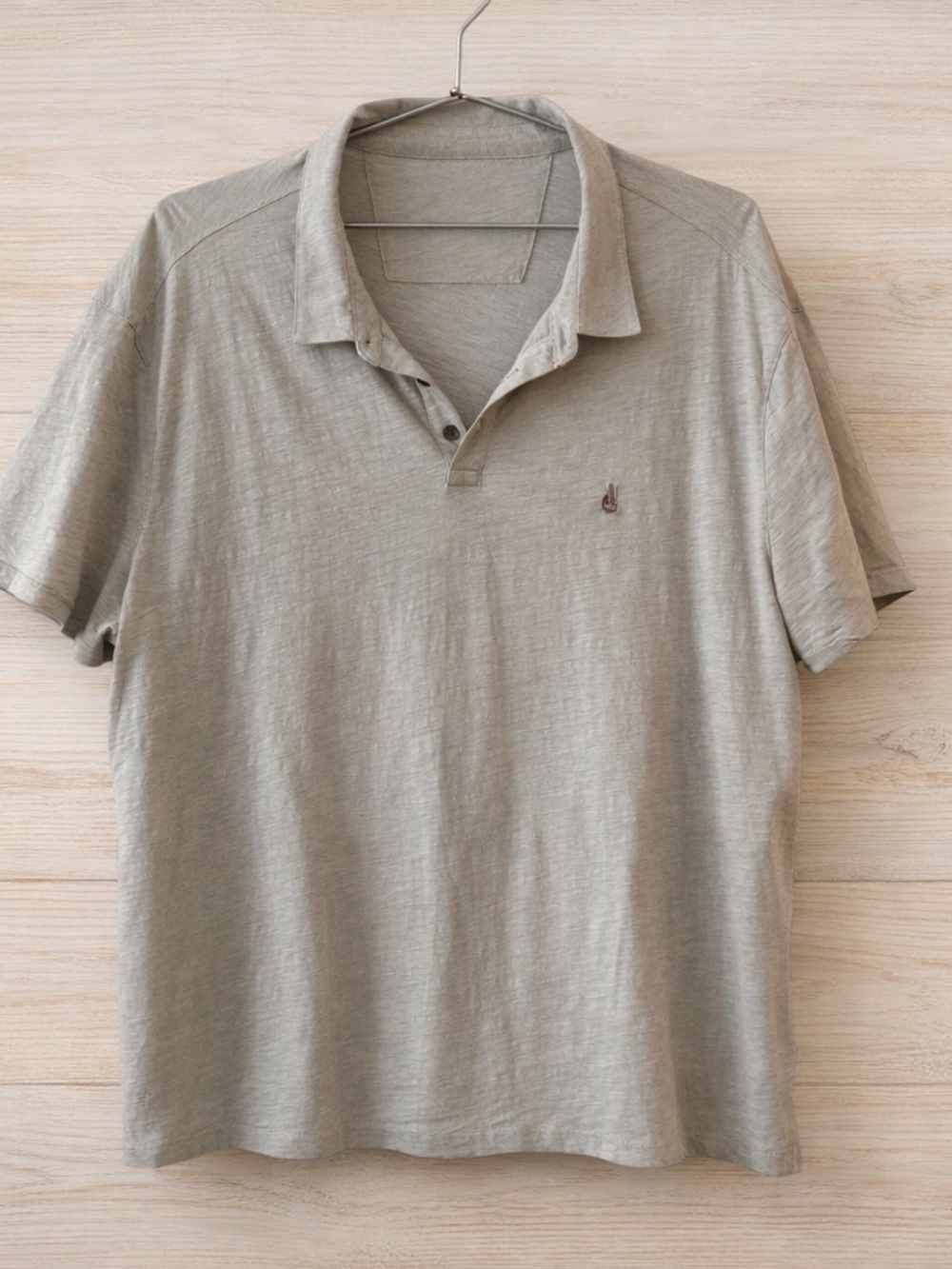 John Varvatos Slub Knit Polo Shirt Light Grey Two Button Placket Men's XXL